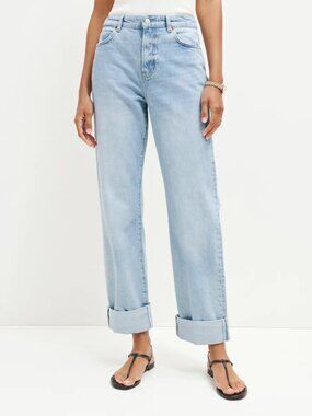 Reformation Preston Baggy High Rise Cuffed Straight Jeans Lovell - Size 27
